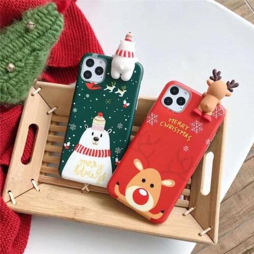 2021 Santa Claus Phone Case For iPhone 11 7 8 6 6S Plus X XR XS Max Deer Snowman tree Soft TPU Back Cover Christmas Gift