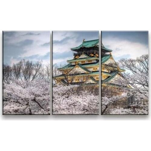 3Pcs/set Japanese Style Wall Art Canvas Painting Poster Mount Fuji Cherry Blossoms Print Pictures for Living Room Decor No Frame