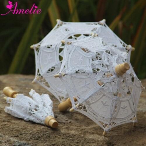 5Pcs / Lot Free Shipping Dolls Size Small Table Decoration Wedding Lace Parasols Baby Shower Party Gifts Favors Umbrella