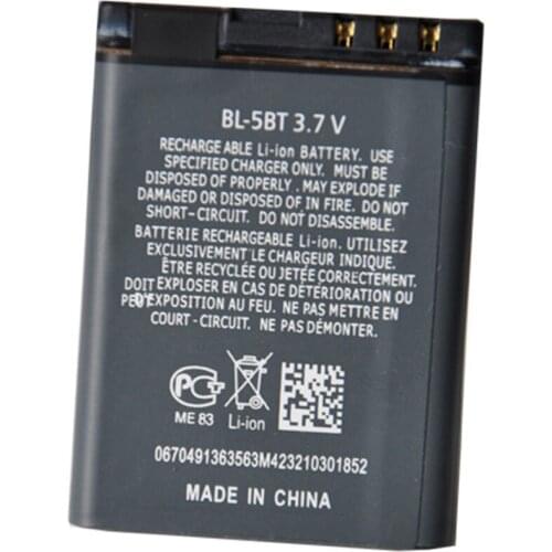 5pcs/lot BL-5BT Battery for Nokia 2608 2600c 7510a 7510s N75 BL-5BT 870mAh BL 5BT Battery Replacement