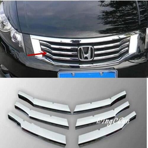 6Pcs/Set ABS Chrome Plated Front Grill Article Decoration For Honda Accord 2008-2013 Accessories