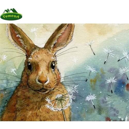 5D Diy Diamond Painting Cute Rabbit Dandelion Needlework Diamond Embroidery Cross Stitch Kits Diamond Mosaic Wall Sticker Art