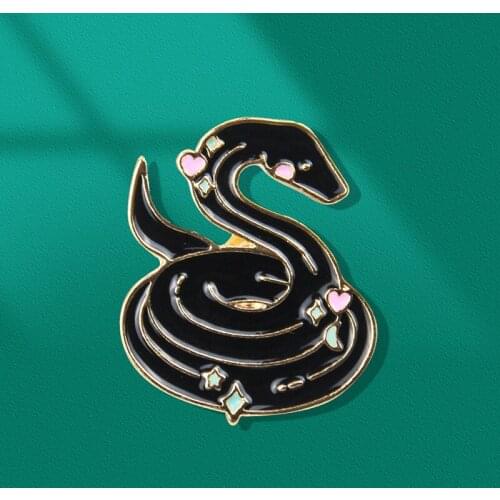 Snake Black White Enamel Pin Brooches Badge Bag Shirt Lapel Pin Buckle Suit Jewelry Gift for Friends