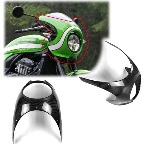 Motorcycle 3K Carbon Fiber Gloss 100% Twill Weave Headlamp Cover Large Lampshade Fairing for Kawasaki Z900RS 2017-2019