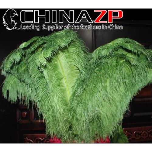 CHINAZP Factory 65~70cm (26"~28") Length 50pcs/lot Top Quality Dyed Olive Green Ostrich Feathers