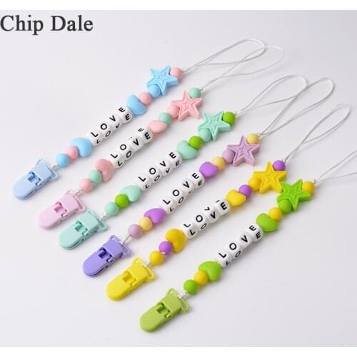 Chip Dale Pacifier Clip Chain Safe Chew Silicone Beads Baby Teether Toys Dummy Clip Nipple Holder Teething Chains