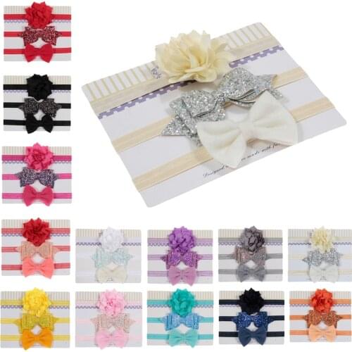 3Pcs/Set Kid Headdress Lotus Sequins Bow Knot Hair Band Photography Props Birthday Party Decoration Headwear Gifts
