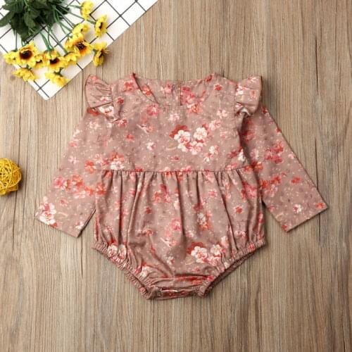 Newborn Baby Girls Clothes Flower Romper Jumpsuit Outfit Cute Autumn Long Sleeve Baby Girl Clothing Rompers