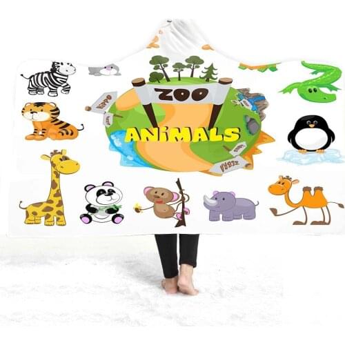 Dinosaur World Pattern Childrens Favorite Pattern Coral Velvet Soft Skin Warm Blanket Non Pilling Comfortable Hooded Blanket