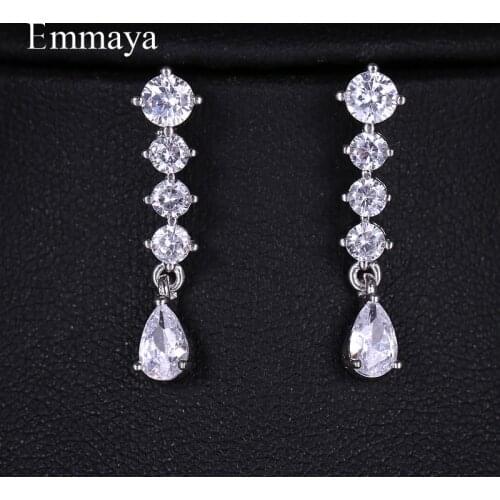 Emmaya New Design Geometry Shape Gradual Change With Waterdrop Zirconia Two Colors For Women Long Earring Fashion Party