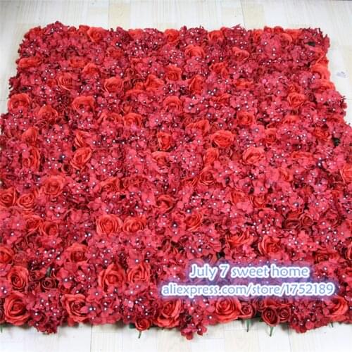 EMS Free Shipping-red-10pcs/lot Artificial silk rose flower wall wedding background lawn/pillar road lead market decoration