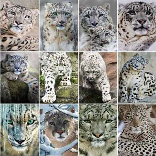 EverShine 5D Diamond Embroidery Animals Picture Of Rhinestone Diamond Painting Leopard Cross Stitch Kits Winter Wall Decor Home