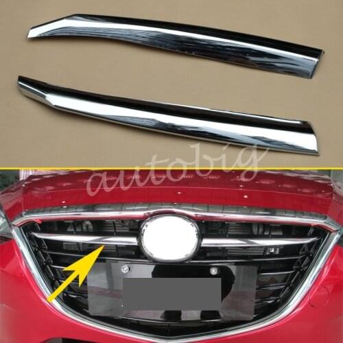 Glossy Chrome Front Grille Grill Cover Trim FOR 2014 2015 2016 Mazda 3 BM Mazda3 Molding Accessories