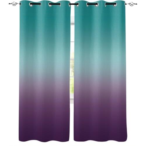 Cyan Turquoise Purple Gradient Window Curtains Kitchen Items Door Curtains Home Curtains for Living Room Luxury