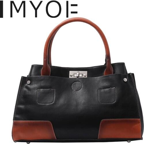 IMYOK 2021 New Vintage Zipper Designer Handbag Soft Leather Leisure Shopping Bag Womens Famous Brand Top-Handle Shoulder Bag