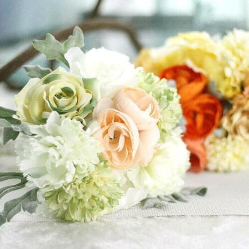 Artificial Flowers Bouquet Rose BudsArtificial Simulation Flowers Home Party Wedding Decoration Plant Potted Plants 18100605