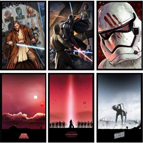 Canvas Art Paintings Star Wars The Force Awakens Sci-Fi Blockbuster Movie Poster and Print Wall Art Picture Home Decoration