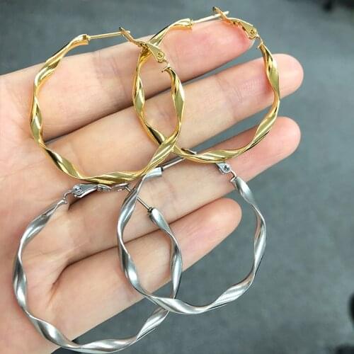 Classic Stainless Steel Loop Spiral Earrings For Women Gold Color Fashion Romantic Boho Charm Jewelry Party Girl Friend Gifts