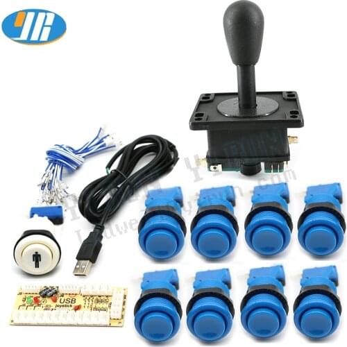DIY Kit Arcade Game Zero Delay Board USB Encoder To PC Raspberry Pi HAPP Style Joystick + 28MM Push Buttons For Fistfight Mame