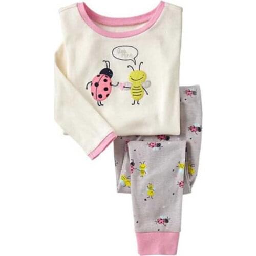 Bee Baby Girls Clothes Suits 100% Cotton Children Home Clothing Sets Princess Girl Tee Shirts Pants Snow Kid Nightgown Trouser