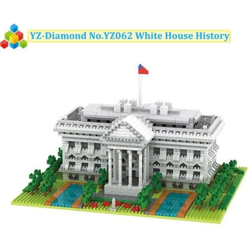 YZ Diamond World Famous Architecture Model The White House Micro Mini Blocks United States Building Blocks Set 2021Pcs Brick Toy