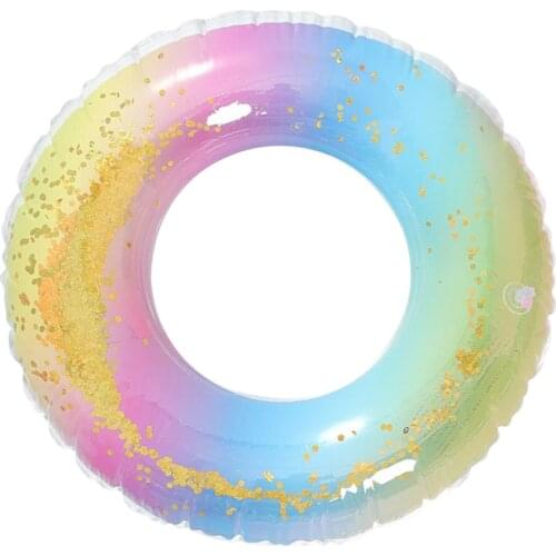 Summer Beach Swim CircleInflatable Swimming Rainbow Sequins Rings Beach Float Water Pool Party Swimming Pool Toys Water Seat
