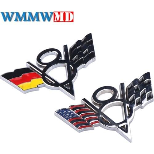 3D Metal V8 Germany US National flag Emblem Car Sticker Logo Badge Car Styling for Fiat Bmw Ford Lada Audi Opel Skoda Toyota Kia