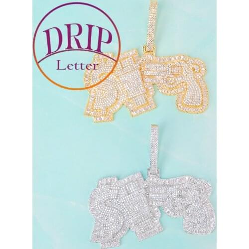 No Chain Gun Plug Dollar Sign Pendant Gold Color Men Hip Hop Street Jewelry