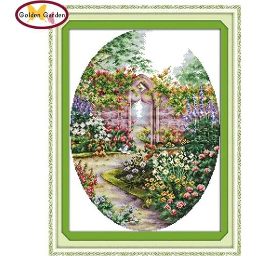 GG Garden Joy Sunday Cross Stitch DIY Kits 14CT 11CT Needlework Embroidery Flower Paintings Stamped Cross Stitch for Home Decor