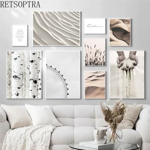 Modern Style Desert Ferris Wheel Weeds Tree Wall Art Print Picture Poster Sand Painting Living Room Canvas Painting