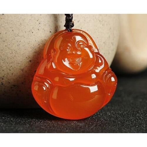 Natural Natural agate Ice species green white Red jade pith Jade Buddha Gong Miller buddha pendant Pendant