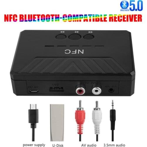 NFC Bluetooth-compatible 5.0 Receiver 3.5mm AUX RCA Jack HIFI Stereo Audio Wireless Adapter Auto On/OFF For Amplifier Speaker