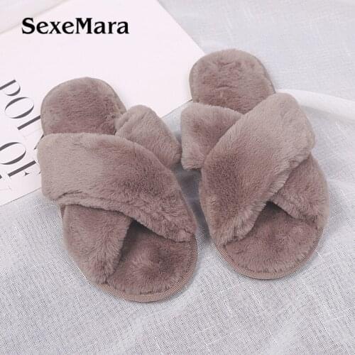 New Arrival Womens Furry Slippers Flip Flops Warm Home Slipper Indoor Shoes Ladies Slides Casual Shoes pantoffels flip flops