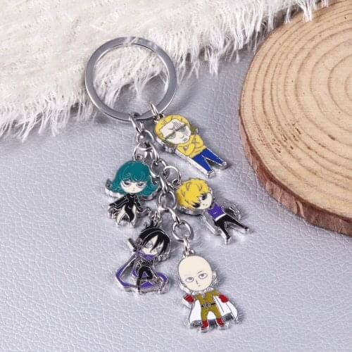 New Classic Anime One Punch Man Cartoon Keychain Pendant Saitama Tatsumaki Genos Fashion Colorful Alloy Keyring Jewelry Gifts
