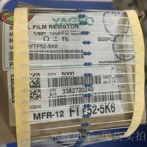 Original new 100% MFR-12FTF52-5K6 thick foot metal film color ring resistance 1/8W 5.6K 1% 0.125W (Inductor)