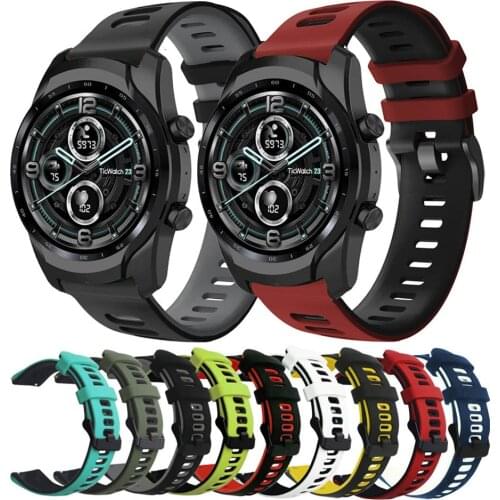 22mm Fashion Silicone Strap For Ticwatch GTX Smart Watch Band Sport Wristband Bracelets For Ticwatch Pro 3 GPS/2020/E2/S2 Correa