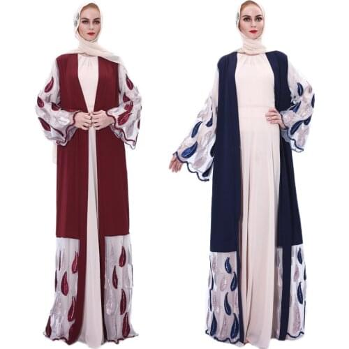 Luxury Abaya Women Dubai Open Kimono Kaftan Turkish Embroidery Muslim Maxi Dress Islam Clothing Party Gown UAE Jilbab Arab Robes