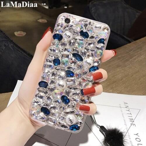 Phone Case Lovely Bling Crystal Diamonds 3D Gem Soft Back Cover for Samsung Galaxy J5 J3 J7 A3 A5 A7 2016 2017 A6 A8 J6 J8 2018