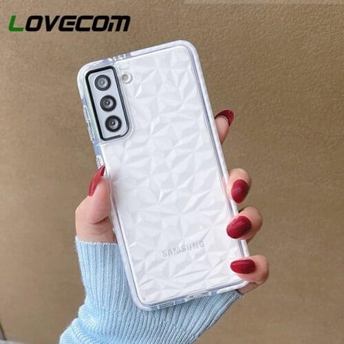 LOVECOM Luxury Diamond Texture Phone Case For Samsung S21 S20 Ultra S10 Plus Note 20 10 Plus A50 A71 A51 Soft TPU Clear Cover