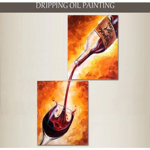Hand-painted High Quality Modern Abstract Wall Art Painting Wine Bottle Oil Painting For Dinning Room and Kitchen Decoration