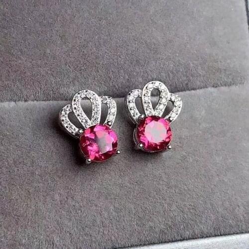 CoLife Jewelry Pink Topaz Stud Earrings for Daily Wear 6mm Round Topaz Earrings 925 Silver Topaz Jewelry