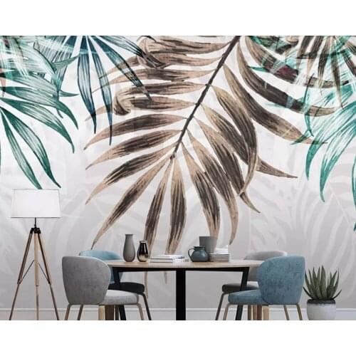 Nordic hand painted plant 3d wallpaper papel de parede,living room sofa TV wall bedroom wall papers home decor restaurant mural