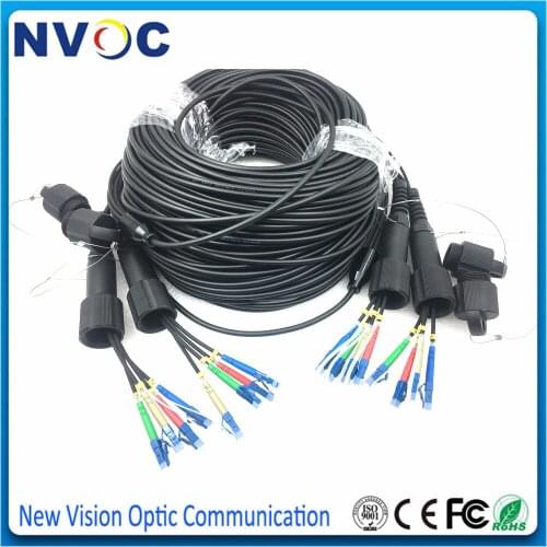 SM,8Core,G657A,Armored Black LSZH Cable,4.0mm,2Pcs 8C PDLC/UPC(4core) 10/20/30/40/50M 8Fibers LCUPC Fiber Optic Patch Cord Cable