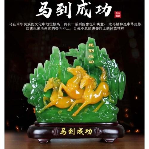 TOP GOOD # HOME Shop hall decoration FENG SHUI Business prosperity Money Drawing Good luck crystal jade horse Sculpture