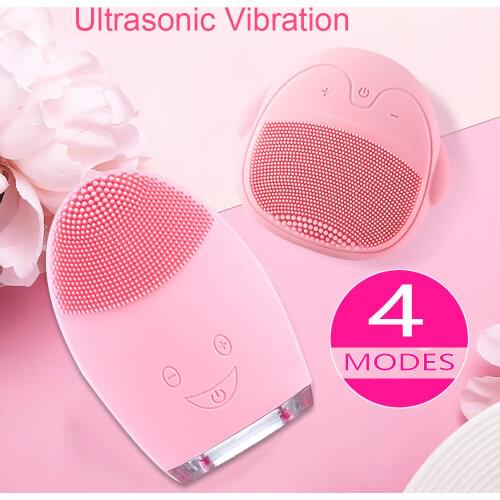Ultrasonic Electric Facial Brush Washing Mini Silicone Cleaning Machine Set Skin Cleaner Face Massager Vibration Tool Waterproof