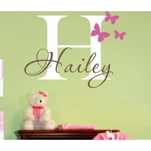 Girls Name Wall Decal Sticker Butterfly Decoration Wall Decal Decor Sticker Art Vinyl For Kids Room Living Room