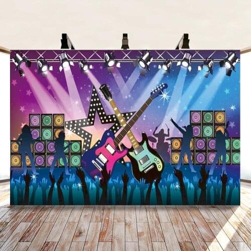 Stage Guitar Dynamic Concert Carnival Backdrop Family Party Room Decoration Photography Studio Photo Kid Custom Vinyl Background
