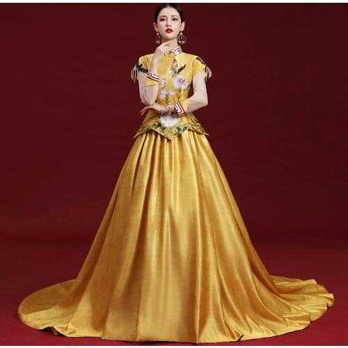 Golden long sleeve stand collar vintage ball gown Renaissance Gown queen Victorian/Marie Antoinette Belle