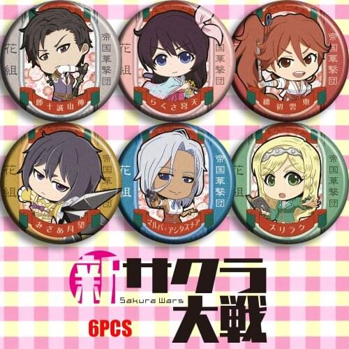Japan Anime Sakura Wars Kotobukiya Native Girls Wars Shinguji Sakura Cherry War Cosplay Bedge Cartoon Badges Button Brooch Pin