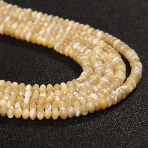 Yellow Abacus Shell Beads Natural Mother of Pearl Shell Rondelle Loose Beads for Jewelry Making DIY Accessories Necklace15"3x5mm